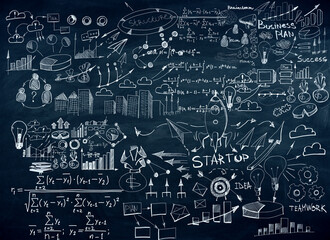 Wall Mural - Chalkboard with business sketch