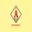 Abstract flat rocket vector logo rhombus. Startup rocket logo.