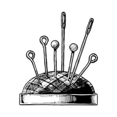 Sticker - hand drawn illustration of pin cushion