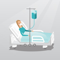 Wall Mural - Patient lying in hospital bed with oxygen mask.