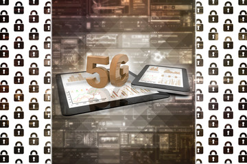 Poster - 3d rendering 5G Network 5G Connection with data
