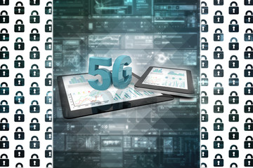 Poster - 3d rendering 5G Network 5G Connection with data
