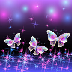 Wall Mural - Butterfly with glowing firework