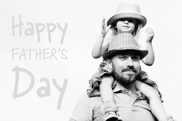 Adorable daughter and father portrait, happy family, Father's day concept