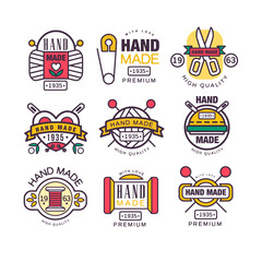 Sticker - Hand made, knitting and tailor labels vector Illustrations