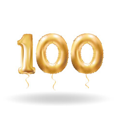 Sticker - number hundred metallic balloon