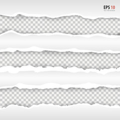 Aufkleber - Realistic torn paper banner set with ripped edges, space for text on transparent background. Torn paper edge, vector. Torn page banners for web, print, sale promo, advertising, presentation. 