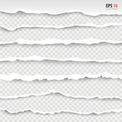 Aufkleber - Torn paper edges, horizontally, vector. Realistic torn papers with ripped edge,  space for text on transparent background. Torn page banner for web, print, sale promo, advertising, presentation. 