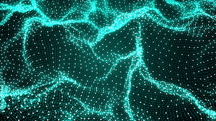 Poster - digital green wave particles form background illustration