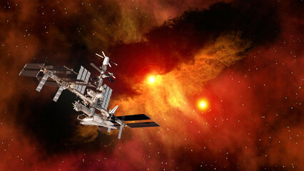 Wall Mural - space shuttle ship satellite spaceship spacecraft planet international station iss ufo. elements of 