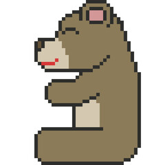 Wall Mural - vector pixel art bear sit