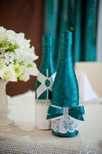 Festive Table Setting In The Restaurant With Flowers. Wedding Decor.