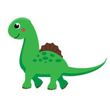 Fototapeta Dinusie - Cute dinosaur. Cartoon dino character. Vector illustration for kids