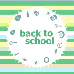 Poster - text back to school. education concept . infographics icon set. icons of maths, graphs, mail and so 