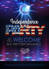 Wall Mural - independence day disco party poster