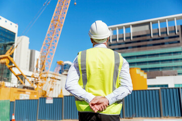 Engineer builder at construction site