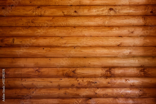 Wooden wall from logs as a background Poster Mural XXL