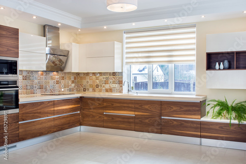 Modern Kitchen Furniture Design In Light Interior Wood Facades