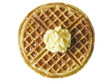 traditional classic belgium american waffle with butter and maple syrup