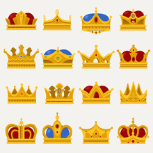 Set Of Royal King Or Prince Crown, Pope Tiara