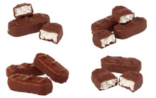 Chocolate Bars Isolated On A White Background. Set Or Collection