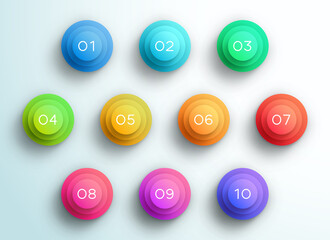 Poster - Number Bullet Point 3d Pyramid Circles 1 to 10 A