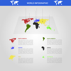 Fototapete - World map infographic. Infographics vector background of earth design.