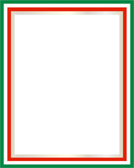 Wall Mural - Italian flag green white red border frame design template with blank space for text.