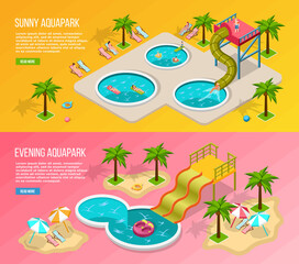 Wall Mural - Isometric Aqua Park Banner Set 