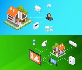 Sticker - Smart Home Isometric Banners Set 