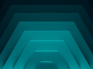 Poster - Cyan abstract pattern for web template background, brochure cover or app. Material style. Geometric 3D illustration.