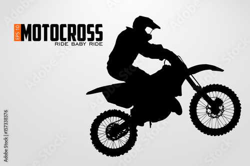 Leinwand Poster  Motocross-Fahrer-Silhouette. Vektor-Illustration