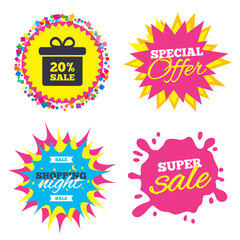 Poster - 20 percent sale gift box tag sign icon.