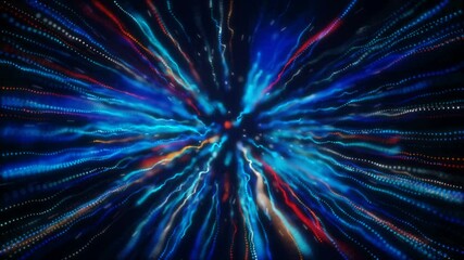 Sticker - Light fiber stripes. Computer generated seamless loop abstract animation 4k (4096x2304)
