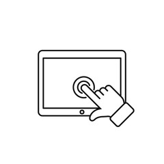 Fototapete - Tab touch screen with finger outline icon, vector symbol.