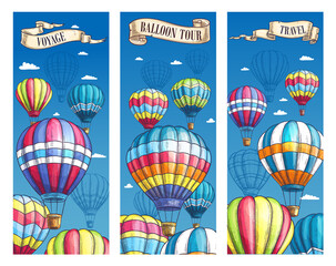 Sticker - Vector banners for hot air balloon voyage tour