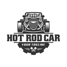 Hot Rod Car Logo, HotRod Vector Emblem, Vector Hot Rod Car Logo Design, Hotrod Vector 