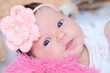 © aynur_sh - newborn baby girl portrait lying in pink blanket, cute child face