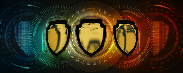 Poster - 3d illustration security concept - shield