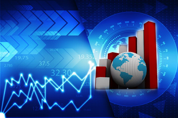 Poster - 3d rendering Stock market online business concept. business Graph
