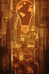 Poster - 2d illustration bulb future technology, innovation background, creative idea concept