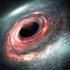 galaxy 3d illustration creative design, black hole in universe. ring galaxy in space