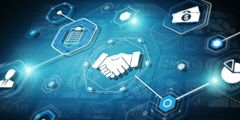 Canvas Print - 3d rendering partnership illustration interface