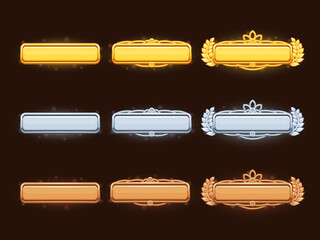 Poster - bronze, silver and golden cartoon vector title banners