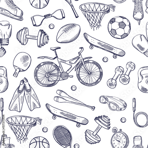 vector-doodles-hand-drawn-seamless-pattern-of-different-sport-accessories