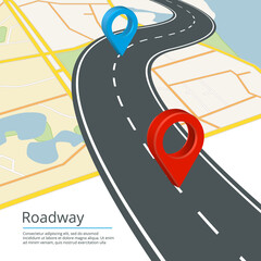Poster - infographic vector concept of different map directions. navigations on road