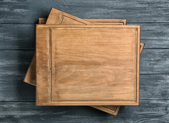 Canvas Print - Stack of wooden boards on table