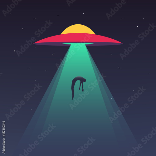 UFO abducts human Wallpaper Mural