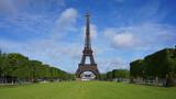 Fototapeta Boho - Photo of Eiffel Tower as seen from Champ de Mars, Paris, France