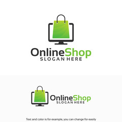 Sticker - modern online shop logo designs template, vector illustration